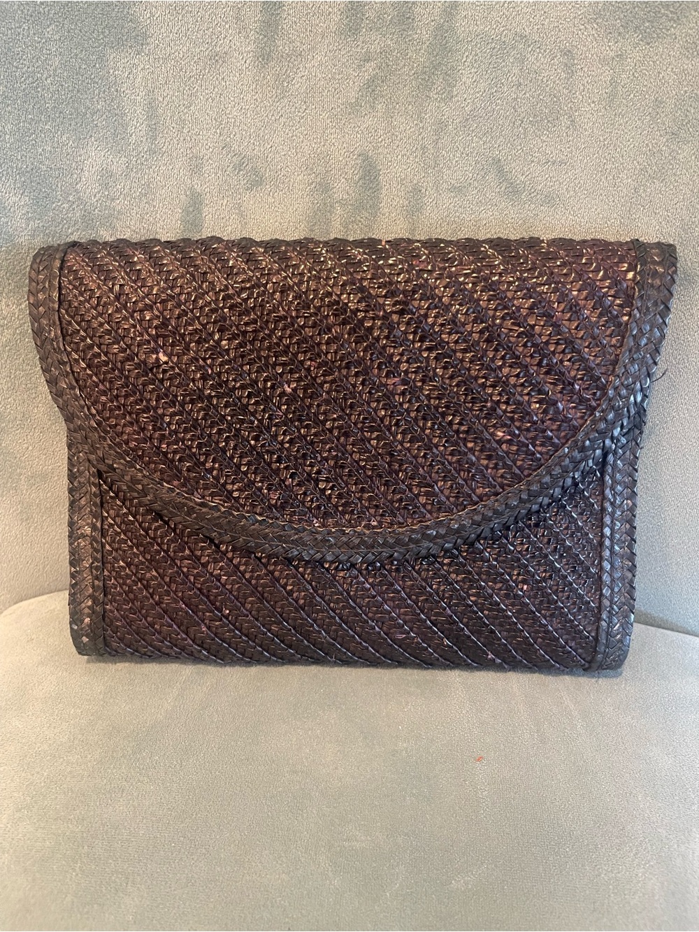 Vintage Lesco Woven Raffia Envelope Clutch Made in Hong Kong